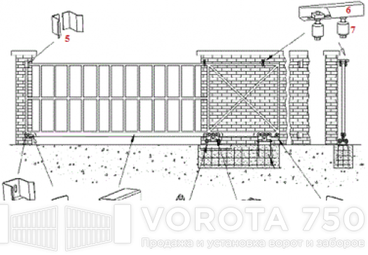 Комплектующие Ролтэк ЭКО-6 - для откатных ворот до 500 кг шириной 6 м